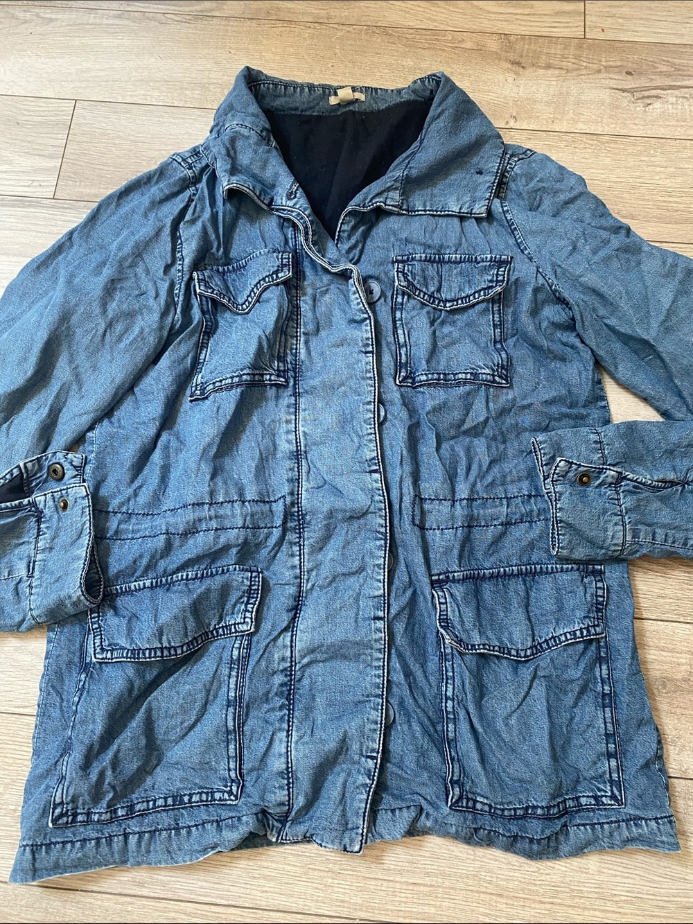 Ecote Light Blue Denim Jacket with Patch Pockets